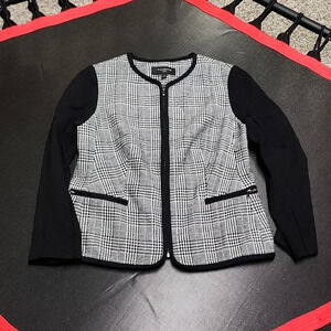 NWT! Talbots black & white check zip up jacket box#4